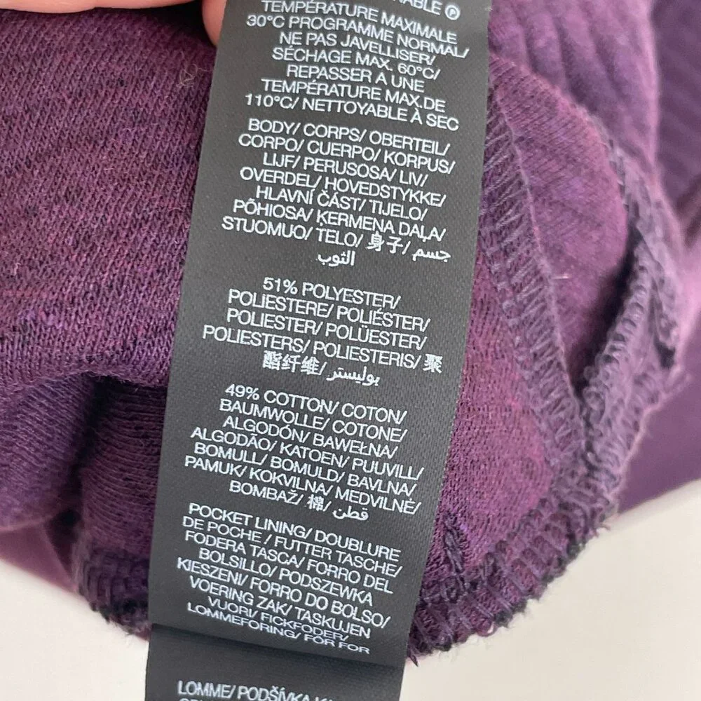 Sweaty Betty Womens 8 Purple Half Zip Ribbed Pullover Sweatshirt Sweater Pockets